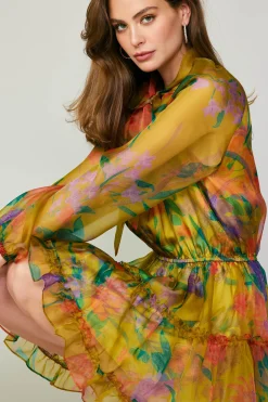 Clearance Floral Organza Mini Dress Women Mini Dresses