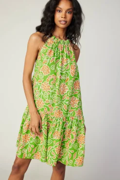 New Floral Patterned Halter Mini Dress Women Mini Dresses