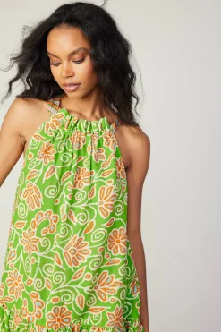 New Floral Patterned Halter Mini Dress Women Mini Dresses