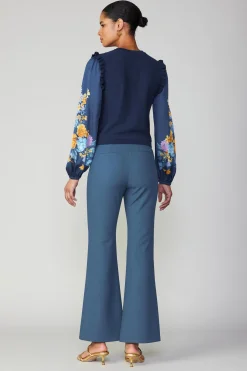 Discount Floral Print Contrast Sweater Top Women Sweaters