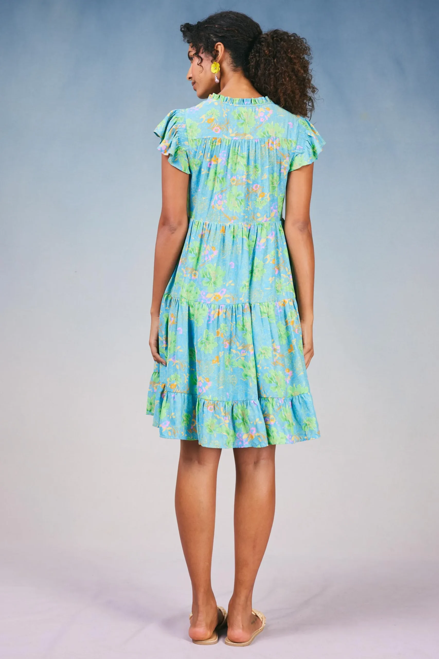 Online Floral Print Tiered Mini Dress Women Mini Dresses