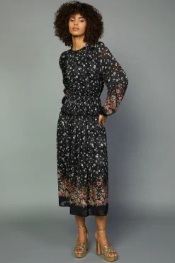 Hot Floral Smocked Midi Dress Women Midi Dresses
