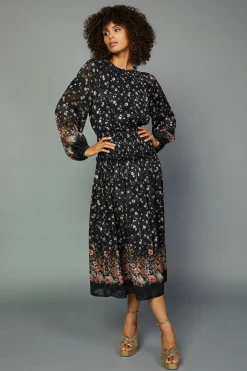 Hot Floral Smocked Midi Dress Women Midi Dresses