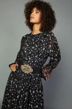 Hot Floral Smocked Midi Dress Women Midi Dresses