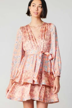 Sale Floral Surplice Mini Dress Women Mini Dresses
