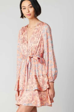Sale Floral Surplice Mini Dress Women Mini Dresses