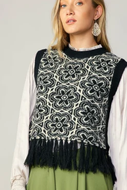 Fashion Floral Tassel Sweater Vest Women Sweaters