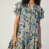 Clearance Flutter Sleeve Floral Print Dress Women Mini Dresses