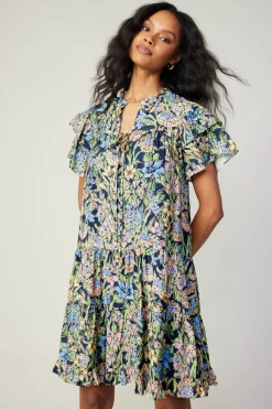 Clearance Flutter Sleeve Floral Print Dress Women Mini Dresses