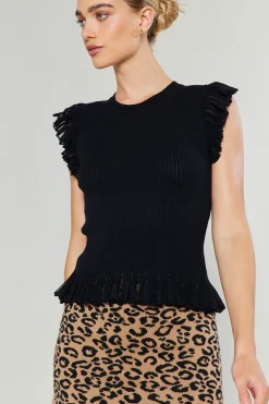 New Flutter Sleeve Sweater Top Women Knitwear | Sweaters