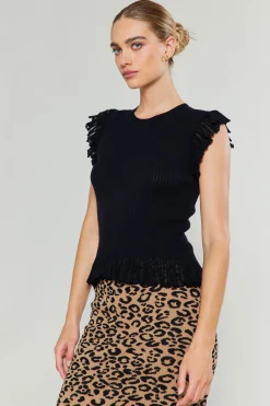 New Flutter Sleeve Sweater Top Women Knitwear | Sweaters