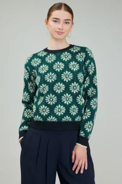 Clearance Geo Floral Pullover Sweater Women Knitwear | Long Sleeve Tops