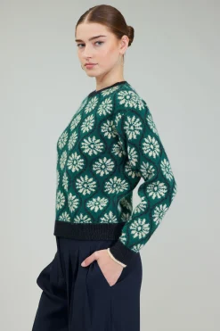 Clearance Geo Floral Pullover Sweater Women Knitwear | Long Sleeve Tops