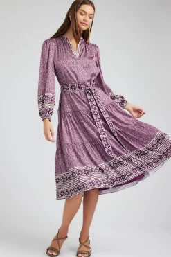 Sale Geo Printed Belted Midi Dress Women Maxi Dresses | Midi Dresses