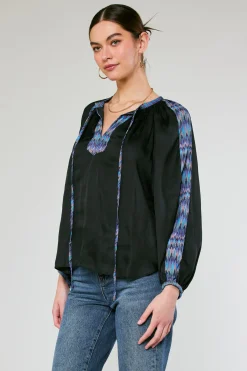 Clearance Geometric Patterned Blouse Women Long Sleeve Tops