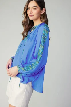 Hot Geometric Patterned Blouse Women Long Sleeve Tops