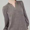 Outlet Glimmer Smocked Cuff Blouse Women Long Sleeve Tops
