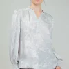 Best Glimmer Smocked Cuff Blouse Women Long Sleeve Tops