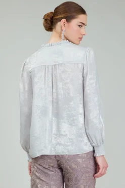 Best Glimmer Smocked Cuff Blouse Women Long Sleeve Tops