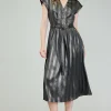 Outlet Glimmer Striped Midi Dress Women Midi Dresses