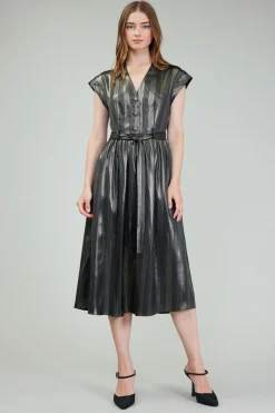 Outlet Glimmer Striped Midi Dress Women Midi Dresses