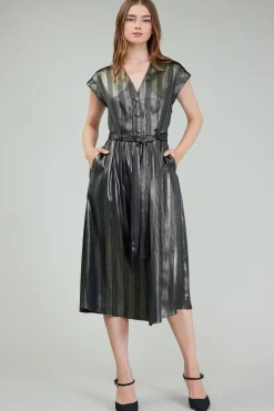 Outlet Glimmer Striped Midi Dress Women Midi Dresses