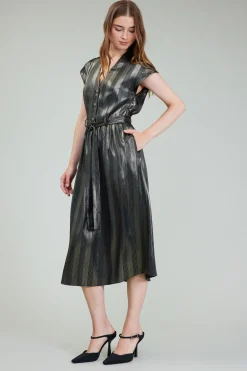 Outlet Glimmer Striped Midi Dress Women Midi Dresses