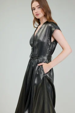 Outlet Glimmer Striped Midi Dress Women Midi Dresses