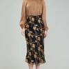 Best Gold Floral Midi Skirt Women Skirts