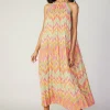 Clearance Gradient Chevron Midi Dress Women Midi Dresses