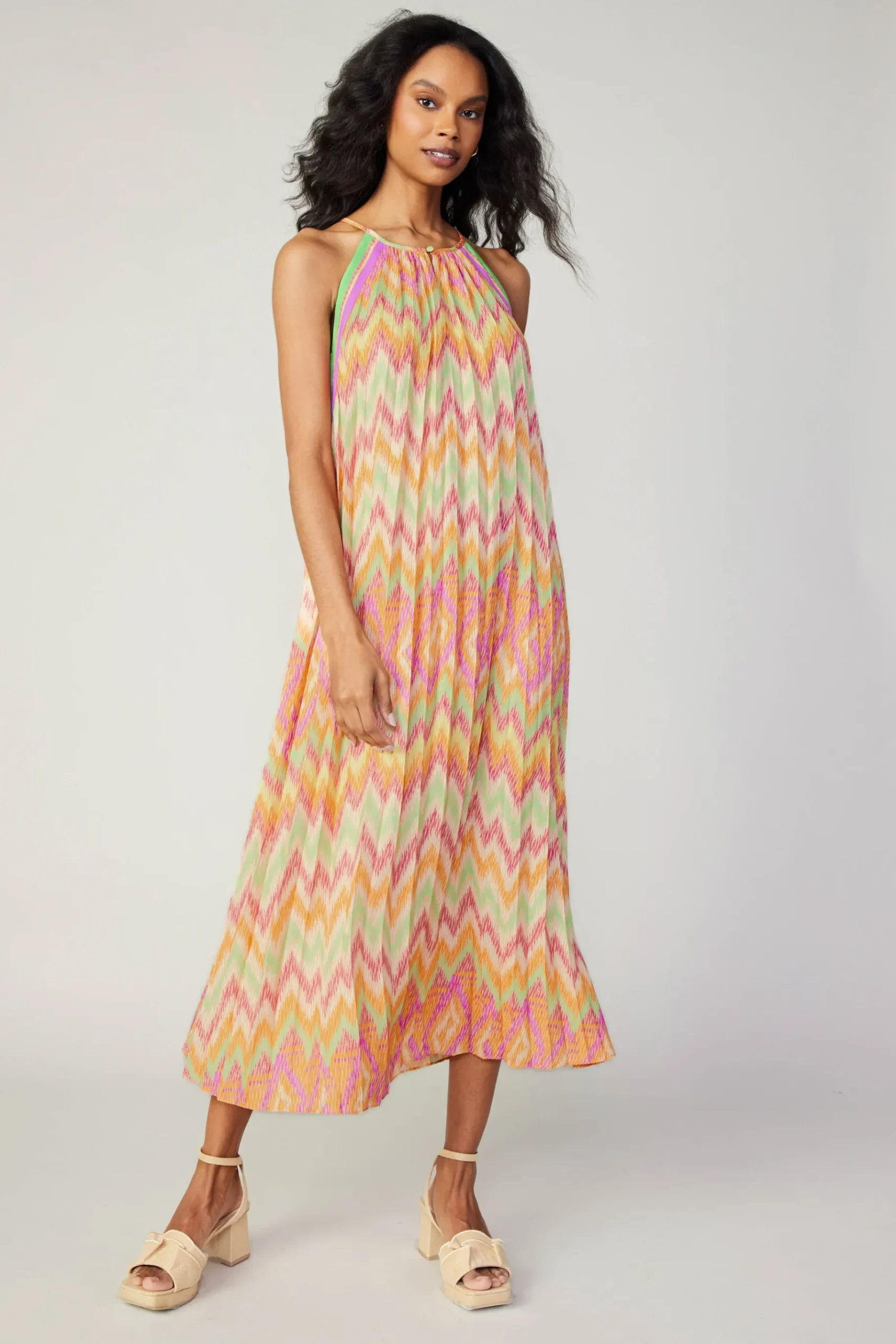 Clearance Gradient Chevron Midi Dress Women Midi Dresses