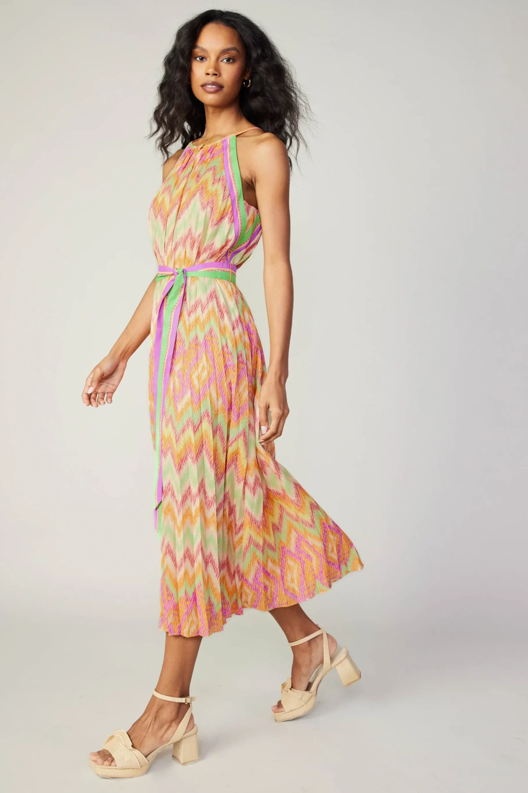 Clearance Gradient Chevron Midi Dress Women Midi Dresses