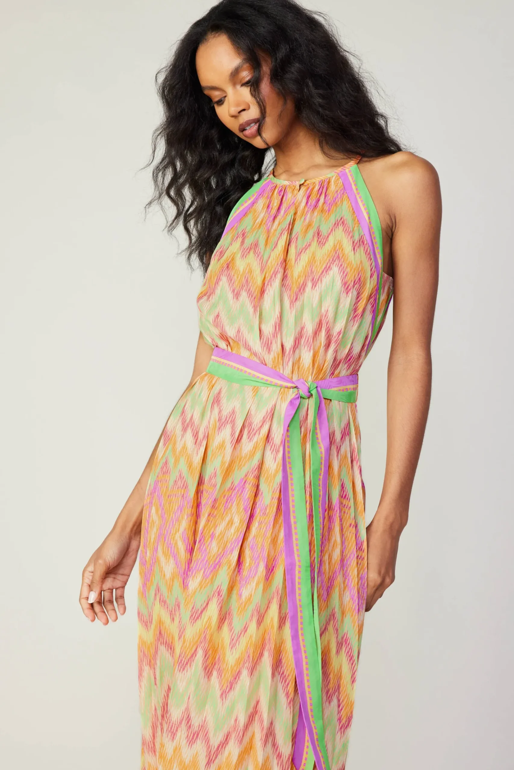 Clearance Gradient Chevron Midi Dress Women Midi Dresses