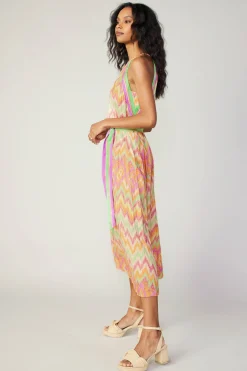 Clearance Gradient Chevron Midi Dress Women Midi Dresses
