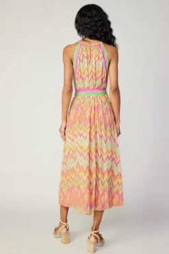 Clearance Gradient Chevron Midi Dress Women Midi Dresses
