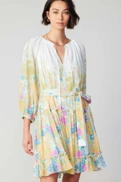 Clearance Gradient Floral Motif Mini Dress Women Mini Dresses