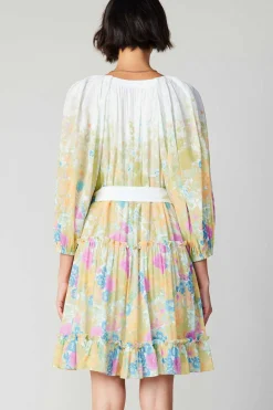 Clearance Gradient Floral Motif Mini Dress Women Mini Dresses