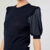 Hot Half Sleeve Contrast Top Women Knitwear | Short Sleeve Tops