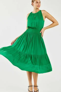 Discount Halter Smocked Midi Dress Women Midi Dresses