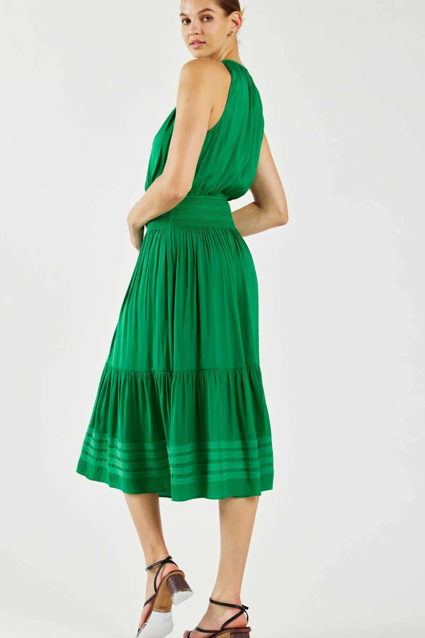 Discount Halter Smocked Midi Dress Women Midi Dresses