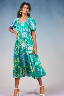 New Hana Botanical Midi Dress Women Midi Dresses
