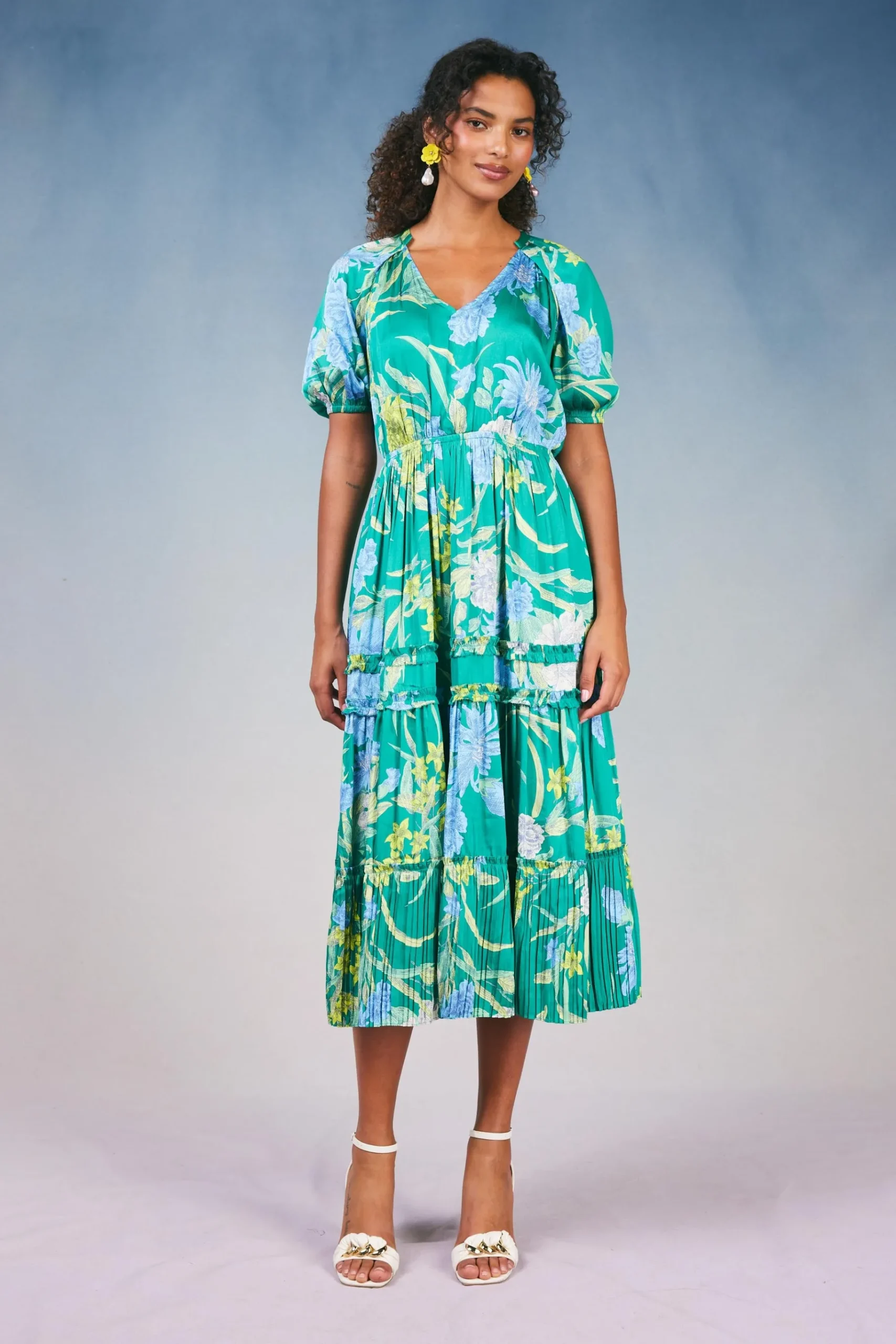 New Hana Botanical Midi Dress Women Midi Dresses