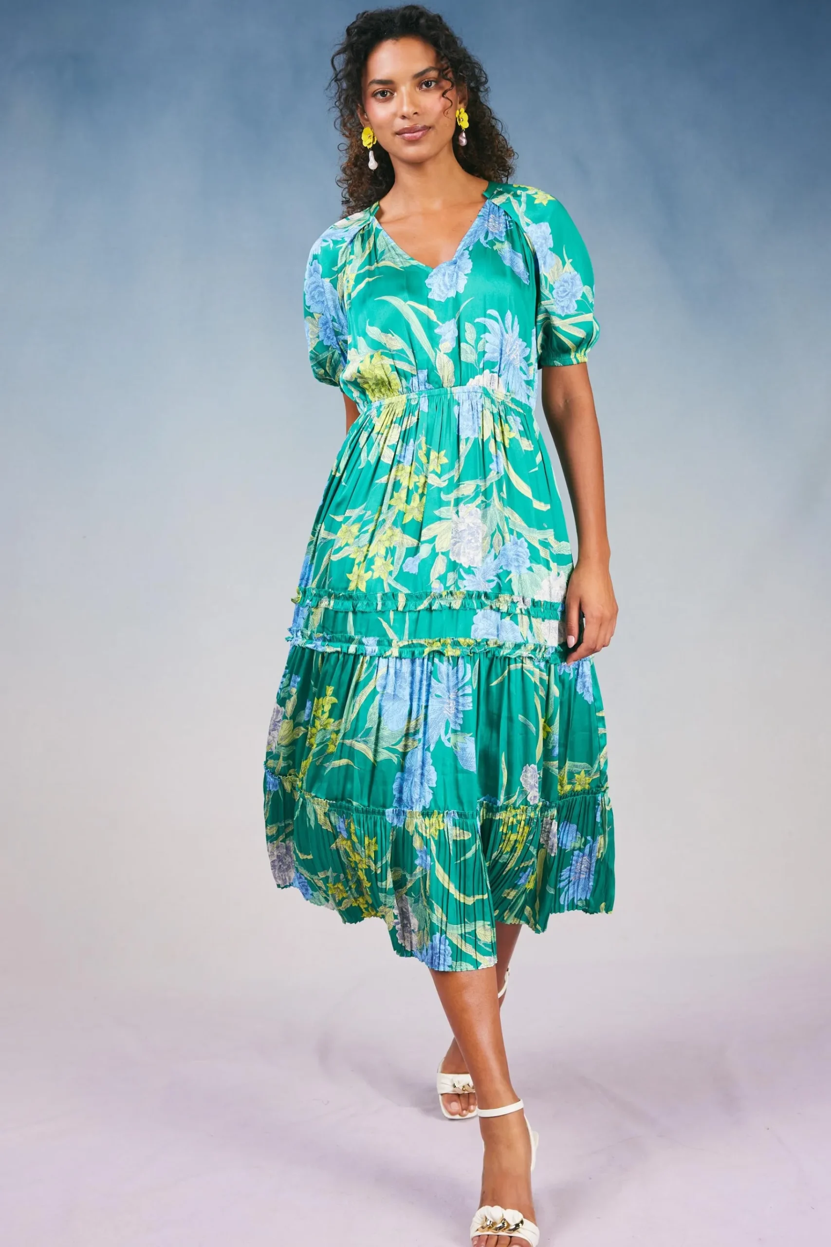 New Hana Botanical Midi Dress Women Midi Dresses