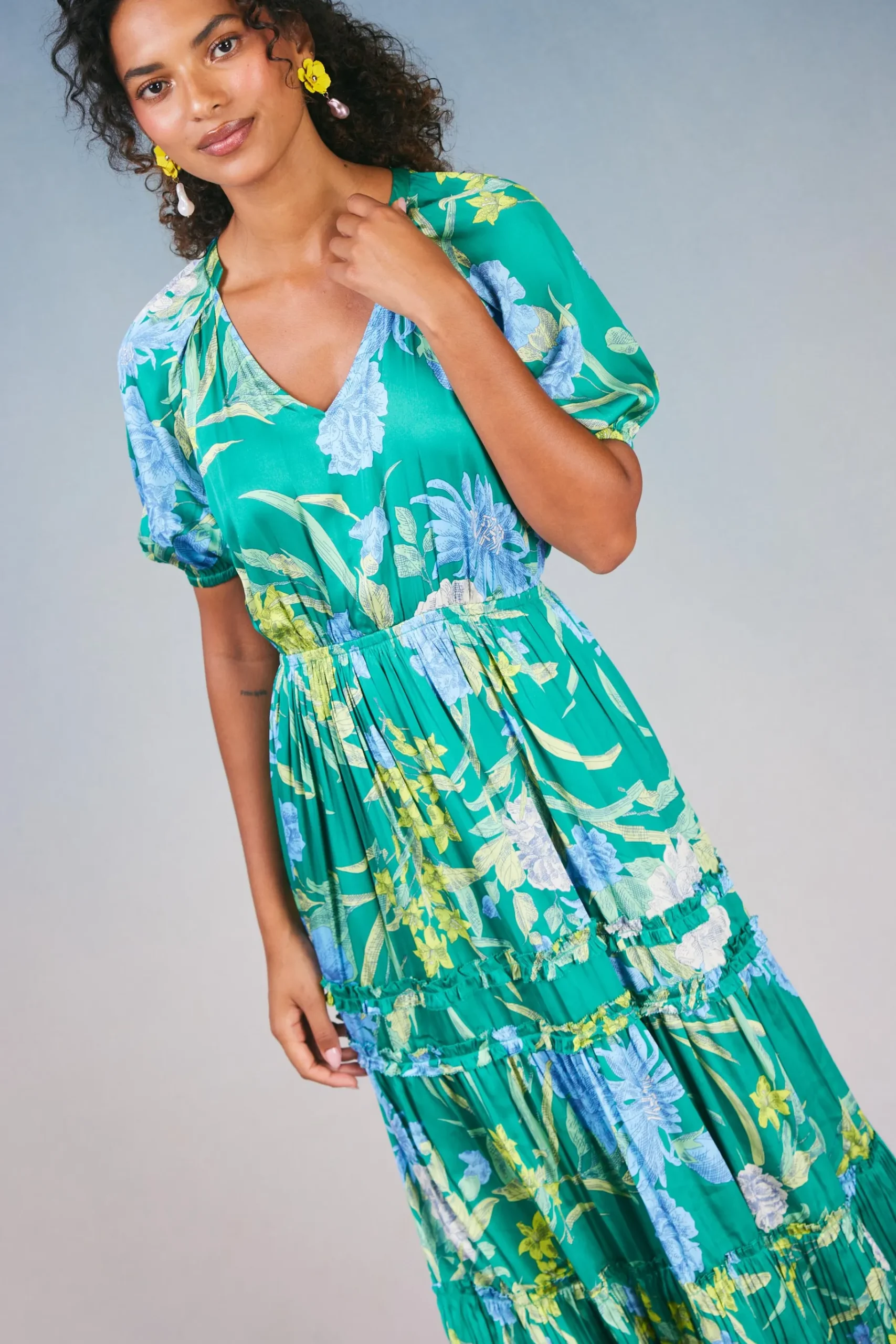 New Hana Botanical Midi Dress Women Midi Dresses