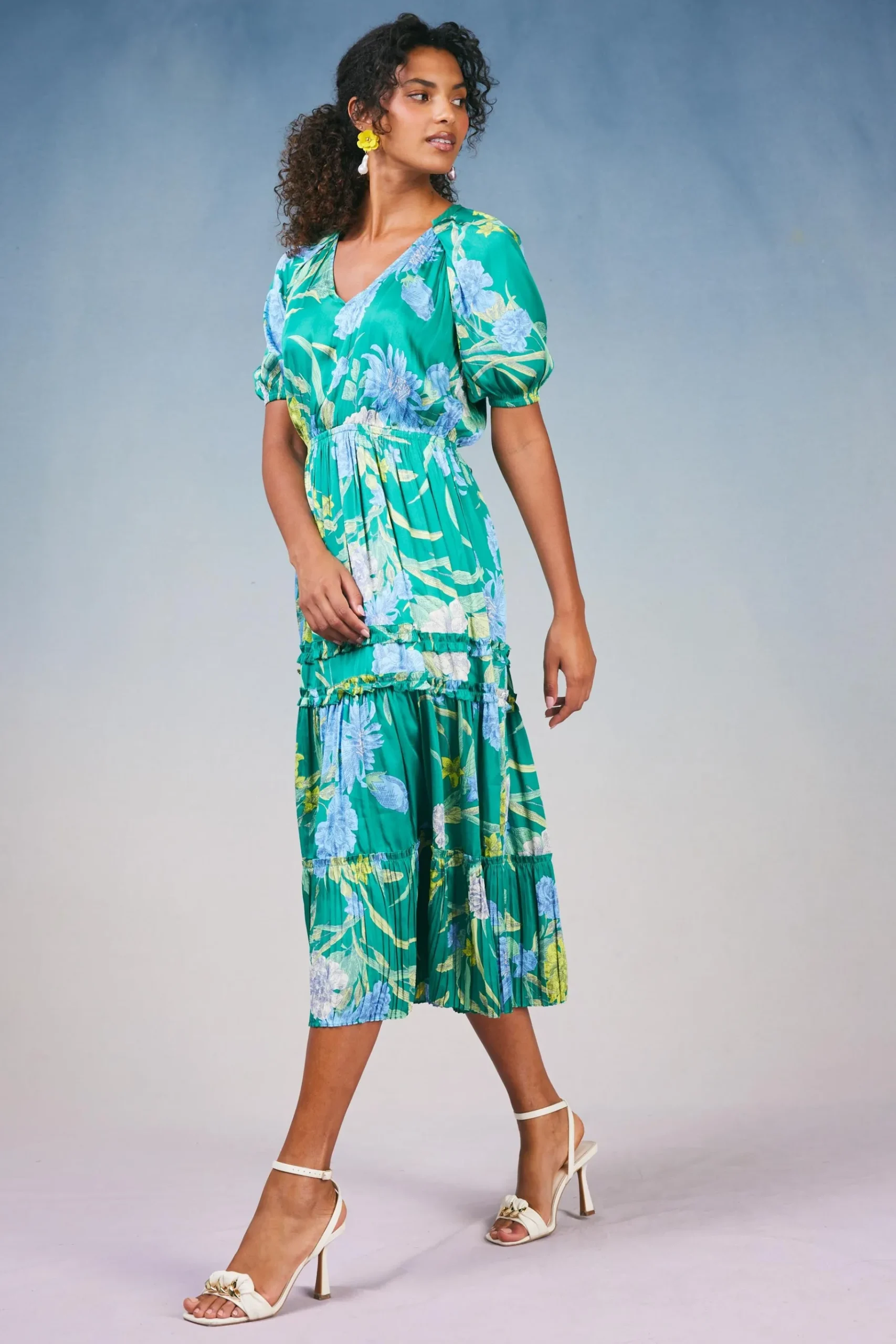 New Hana Botanical Midi Dress Women Midi Dresses