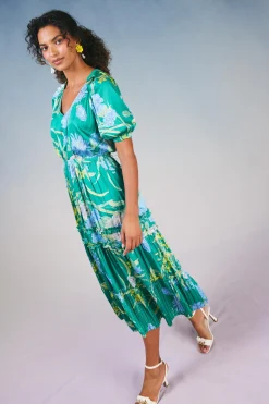New Hana Botanical Midi Dress Women Midi Dresses
