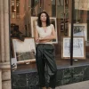 Sale High Rise Leather Trousers Women Pants