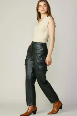 Sale High Rise Leather Trousers Women Pants