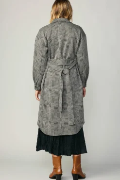 Best Houndstooth Long Shacket Coat Women Coats & Jackets