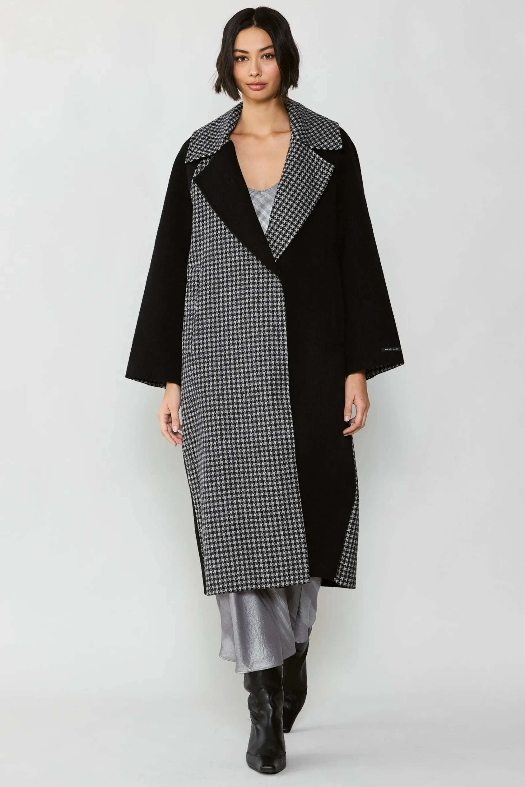 Best Houndstooth Oversized Wool Coat Women Coats & Jackets